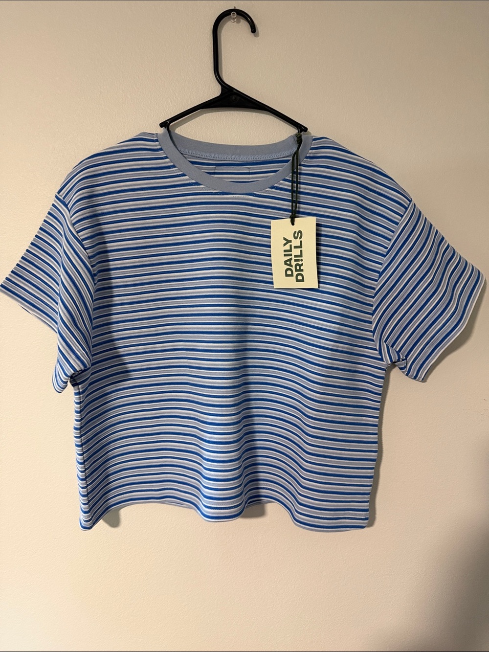 Daily Drills Ottoman Rib Relaxed Tee - Powder + Cobalt + Cream